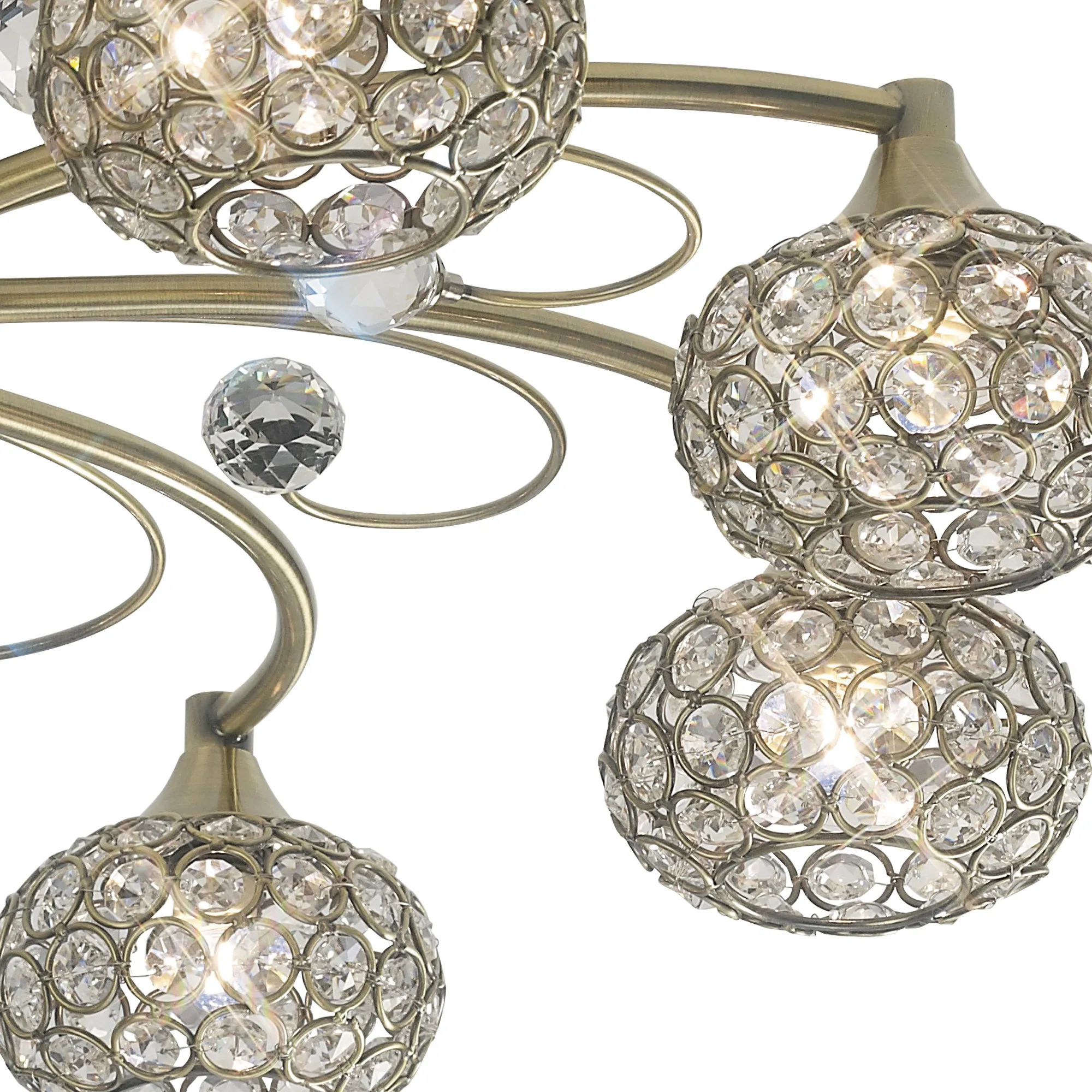 Cara Crystal Ceiling 8 Light Antique Brass IL30948  Diyas Cara Antique Brass